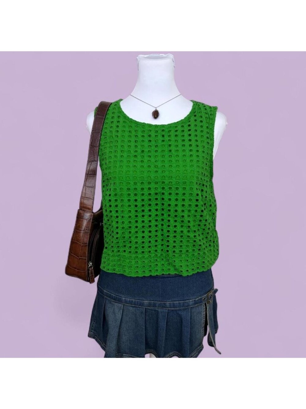 kate spade for target eyelet boho quirky whimsical cropped sleeveless top